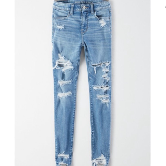 🦅 AMERICAN EAGLE SIZE 000 NEXT LEVEL STRETCH CURVY HI-RISE DISTRESSED JEGGINGS - Picture 1 of 15